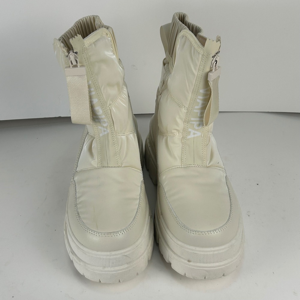 Viapipa Cream Puffer Snow Boots Faux Fur Lined Chunky Platform Lug Sole Mens 8 - Picture 3 of 8